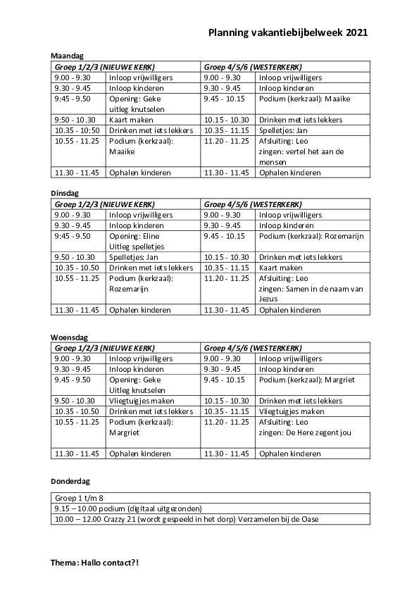 Weekplanning